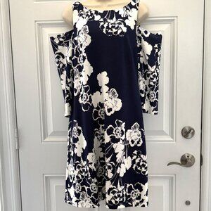 NWT Navy/White Floral Open Shoulder Dress by Jessica H